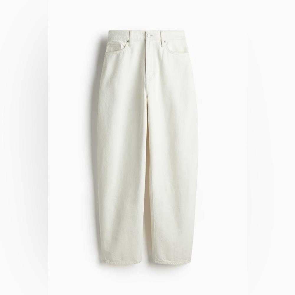 H&M White Barrel Leg Jeans